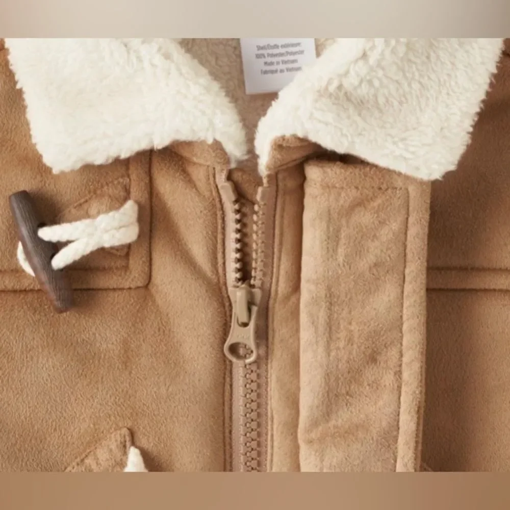 Gymboree NWT Boys Sherpa-Lined Jacket Light Brown Faux Suede Size 10